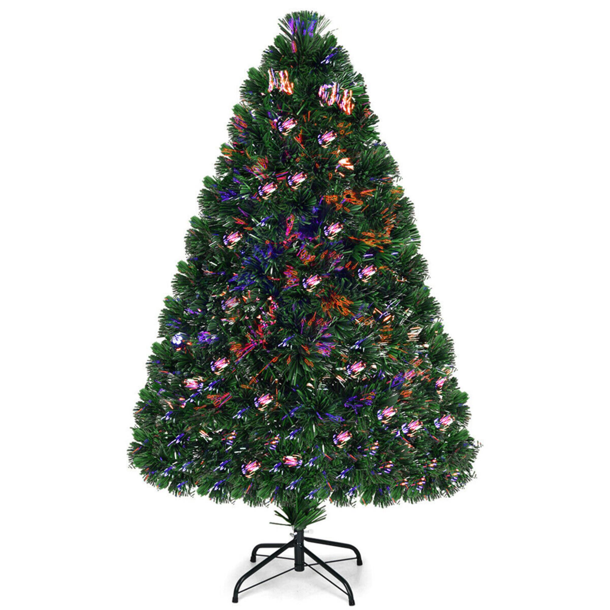 Costway 4ft. Pre-Lit Fiber Optic Artificial Christmas Tree, Multicolor LED Lights